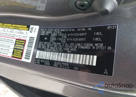 2021 Toyota Sienna Le z USA, uszkodzony, nr VIN 5TDKRKEC6MS057707